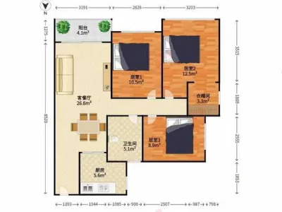 南山乐尚林居93平三房两厅两卫,百万豪装低于市场价150万仅售835万